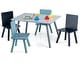 preview thumbnail 1 of 4, 5 PCS Kids Wooden Activity Table 4 Chairs Play Set w/ Building Blocks Gray+Blue