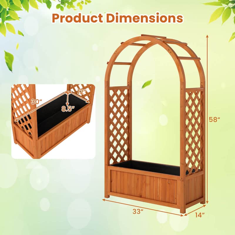 Costway 1/2 PCS Raised Garden Bed Wooden Elevated Planter Box with - Reddish Brown