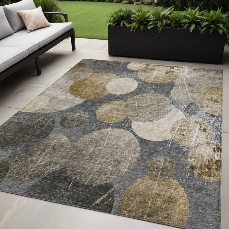 Vana Modern Art-Inspired Weather Resistant Blended Style Runner Outdoor Rug - 5' X 8' - Multi