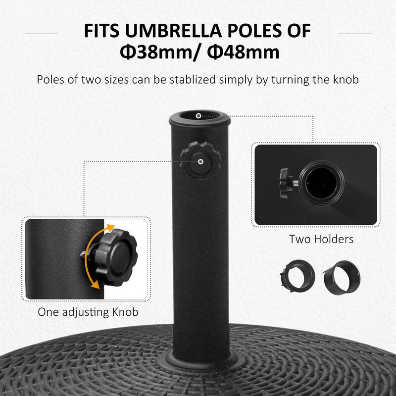 Outsunny 50 lbs. Umbrella Base, 20.5", Round Heavy Duty Umbrella Stand with Wheels for 1.5" or 2" Umbrella Poles