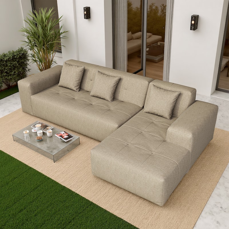 Outdoor No Assembly Patio Sofa with Chaise