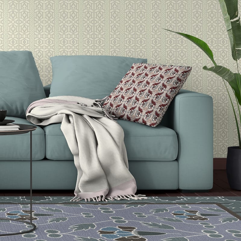 Botanical Bouquet Indoor/Outdoor Reversible Throw Pillow Orange and Gray