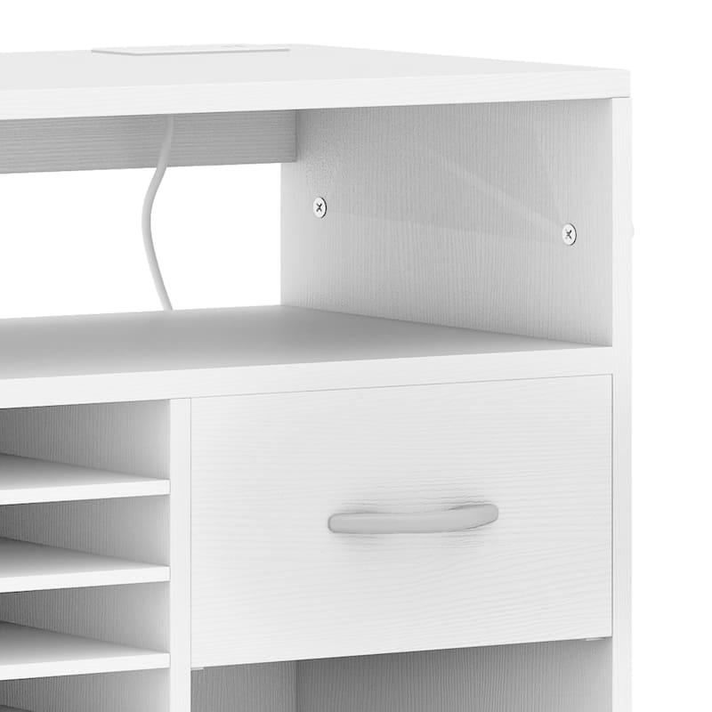 Moasis Craft Organizer Storage Cart with Power Outlet And Adjustable Shelves