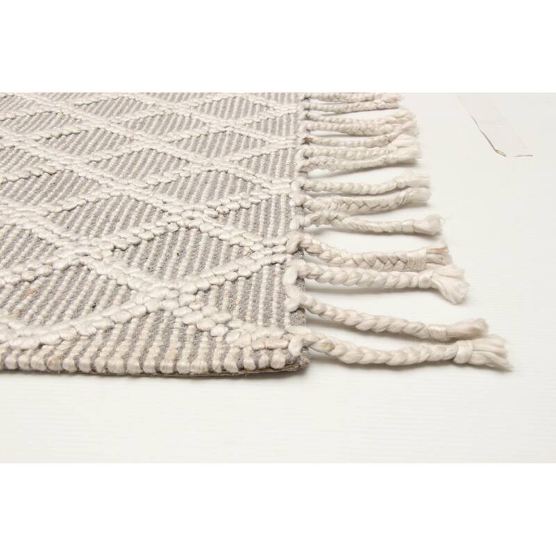 ECARPETGALLERY Braid weave Sienna Grey Wool Rug - 5'2 x 7'8