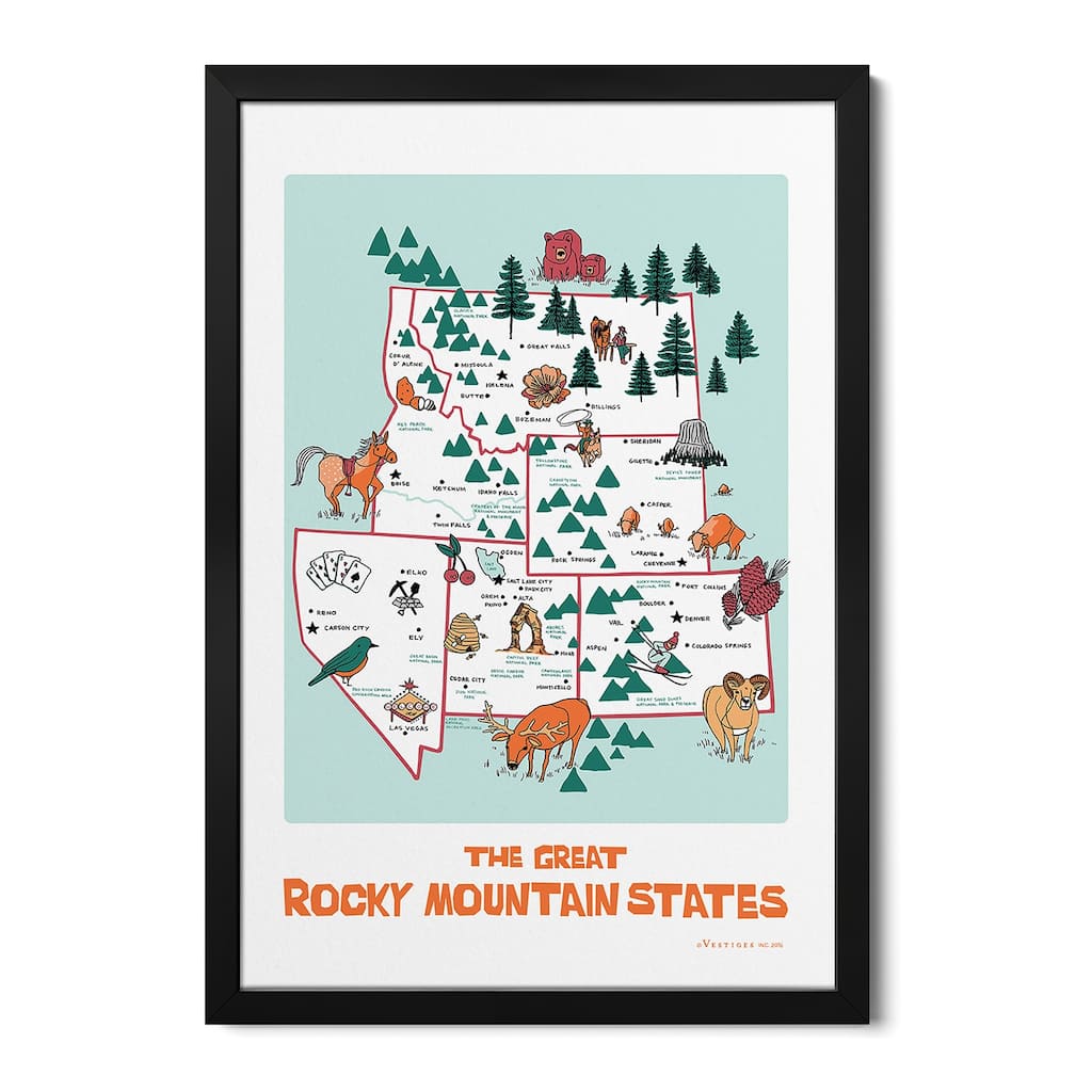 The Great Rocky Mountain States Premium Framed Poster by Vestiges