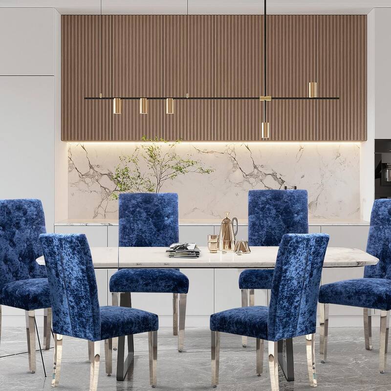 Luxury Chenille Dining Chairs - Ergonomic Design, Set of 2