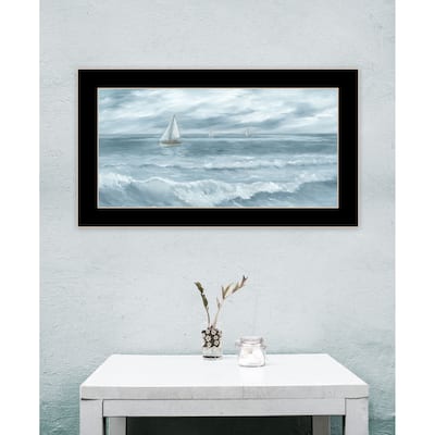 TrendyDecor4U Coastal "Three Sailboats" Framed Print Wall Art