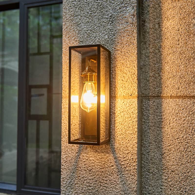 1 light 14 inch black and gold outdoor wall sconce