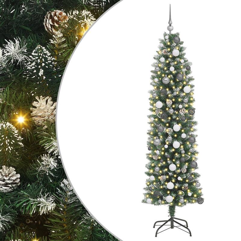 vidaXL Christmas Tree Party Decoration Artificial Slim Tree with Stand PVC