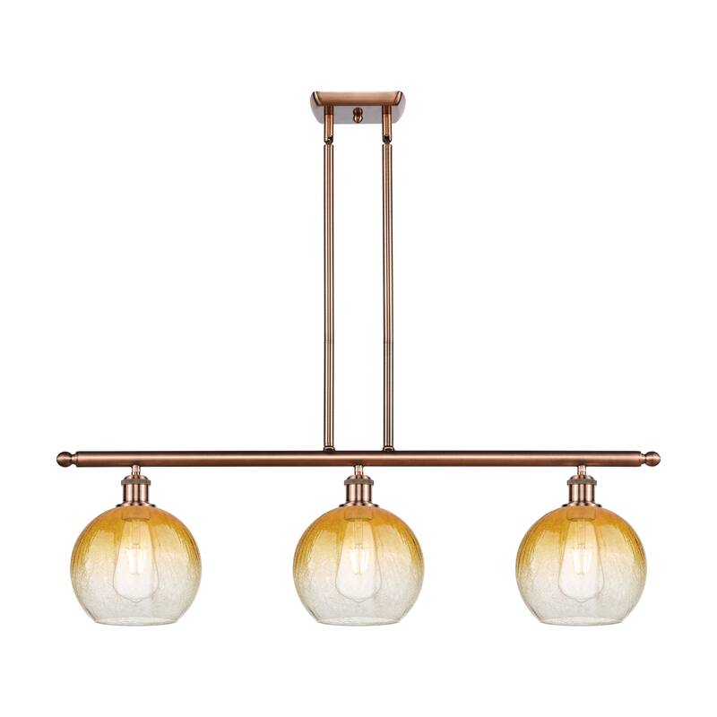 Innovations Lighting Endless Possibilities Ballston - Brookhaven Globe - 3 Light 36" Stem Hung Island Light - Antique Copper/Amber