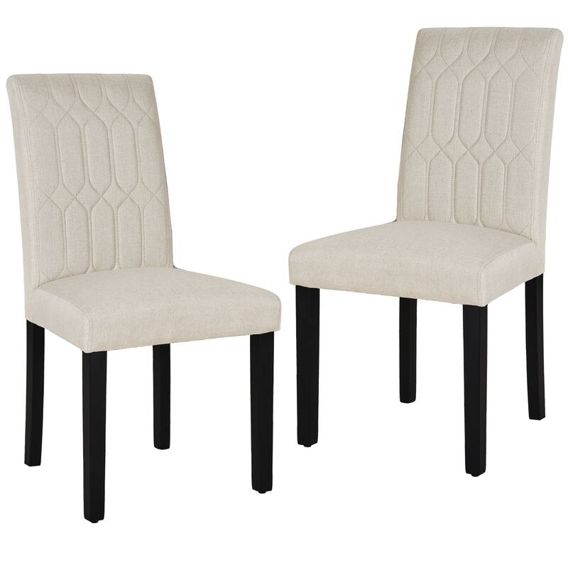 Upholstered Dining Chairs Set of 2/4/6 Modern Kitchen Table Chairs with PU Leather, Wood Legs with Rubber Footpads - Set of 2 - Beige