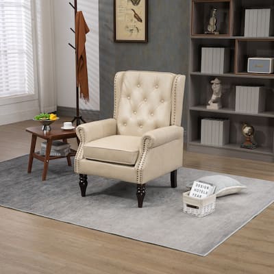 Classic Wood Frame Armchair, Modern Accent Chair Lounge Chair for Living Room