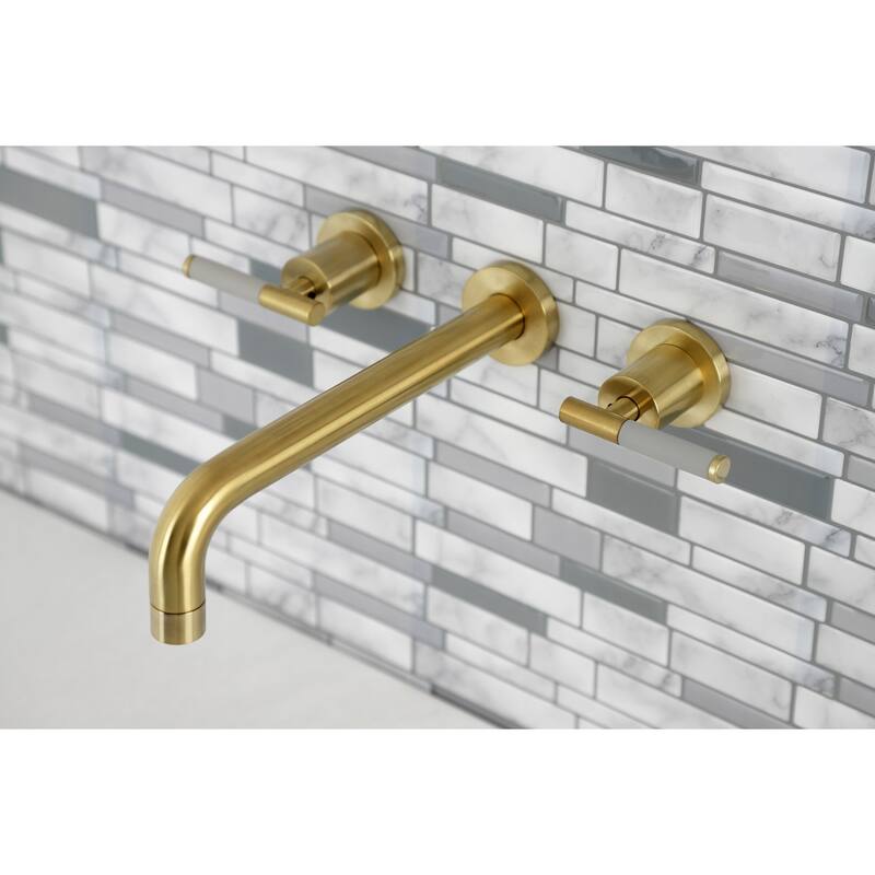 Kaiser Two-Handle Wall Mount Tub Faucet in Polished Brass