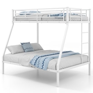 Costway Twin Over Full Metal Bunk Bed with Integrated Ladder