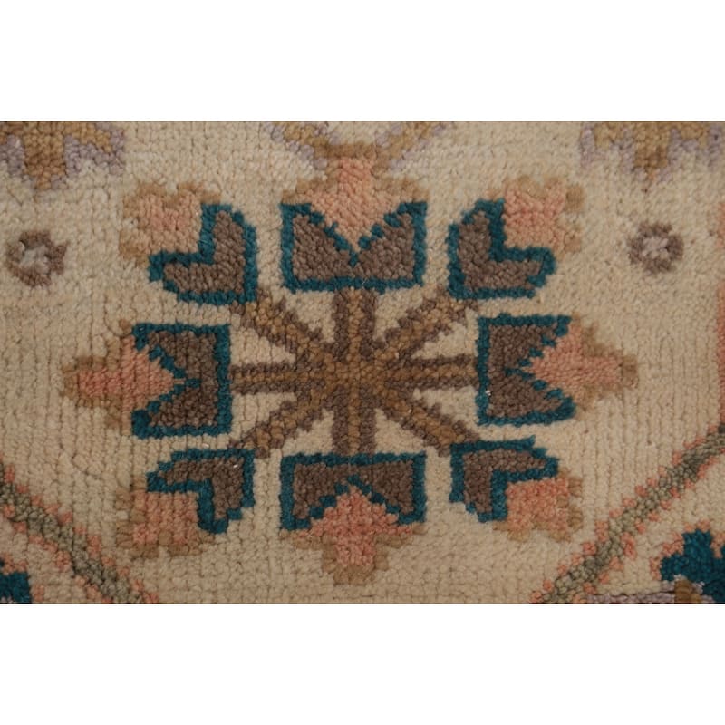 Teal Blue Oushak Indian Area Rug Hand-Knotted Wool Carpet - 9'2" x 11'11"