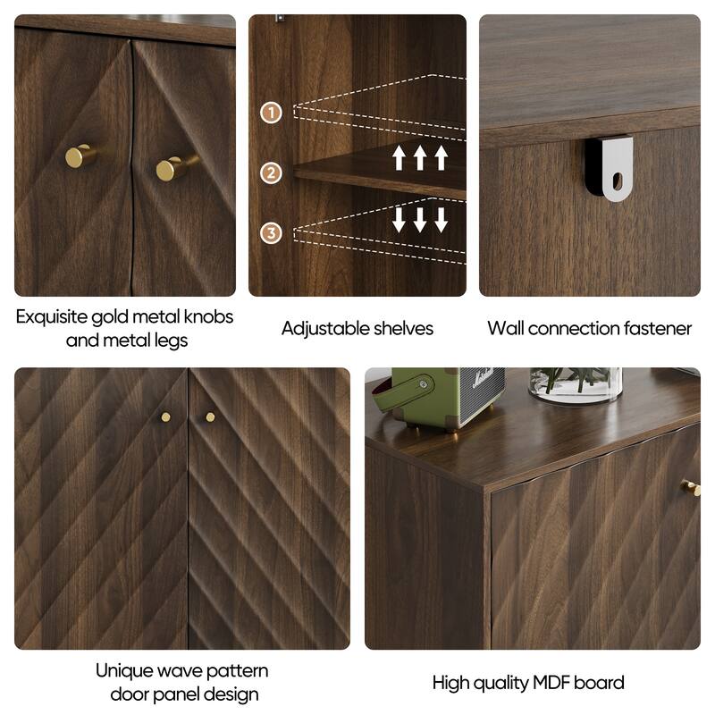 Sideboard buffet with storage, Mid-century modern style storage cabinets, Walnut sideboard