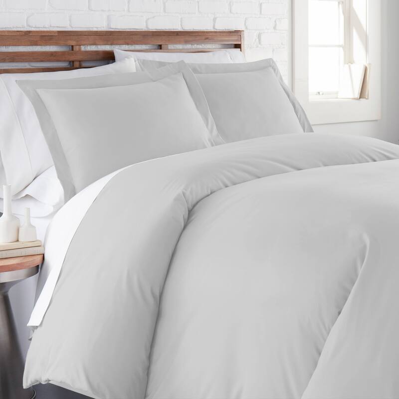 Vilano Comfort Premium Ultra-soft 3-piece Duvet Cover Set - Light Grey - 3 Piece - Queen