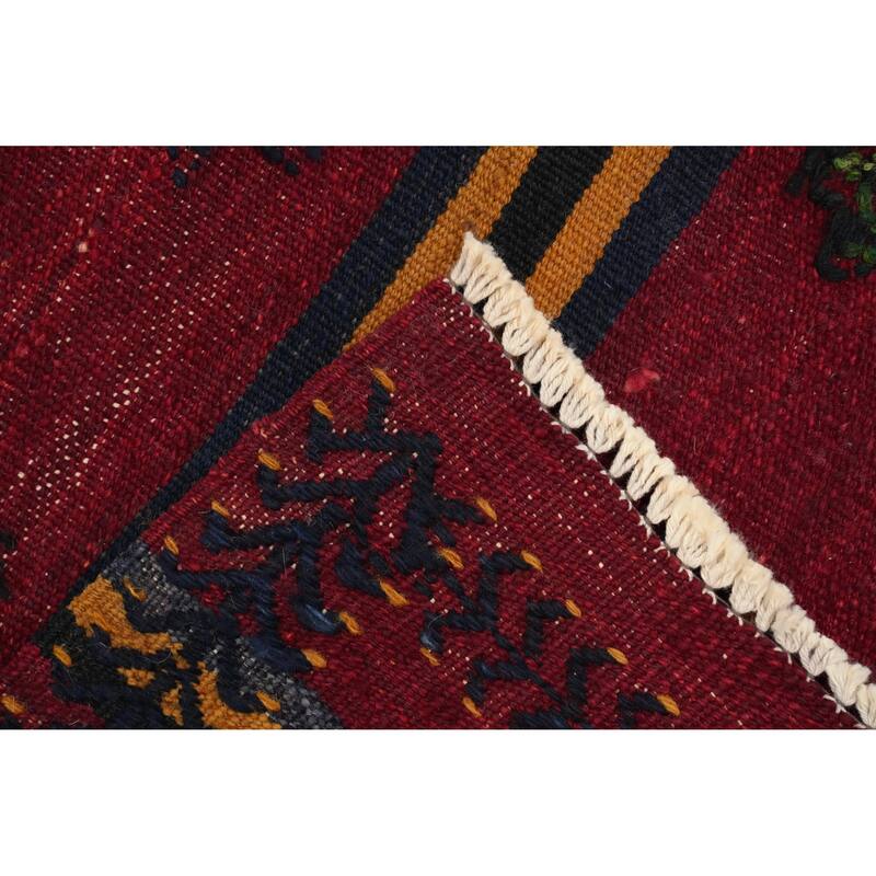 Hand Woven Oriental 100% Wool Carpet Southwestern Tribal Red Kilim Area Rug - 6' 11'' X 5' 2''