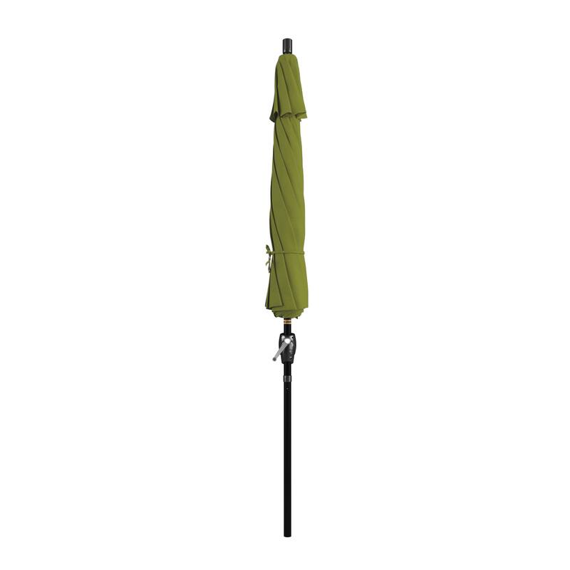 California Umbrella 9' Rd. Aluminum Patio Umbrella, Crank Lift with Push Button Tilt, Black Finish, Pacifica Fabric