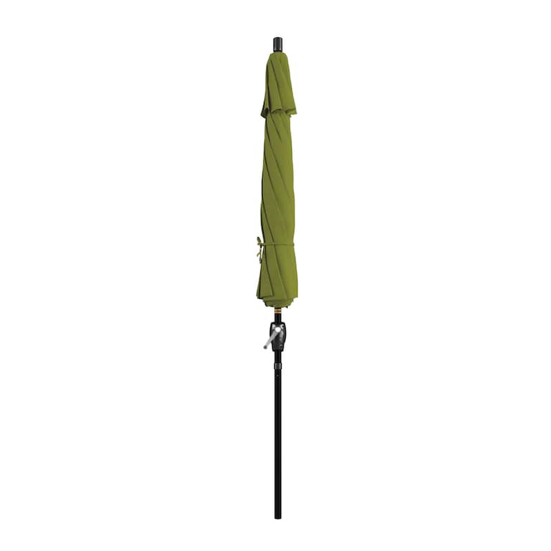 California Umbrella 9' Round Crank Lift Push Button Tilt Black Aluminum Patio Umbrella with Pacifica Pacific Blue Fabric