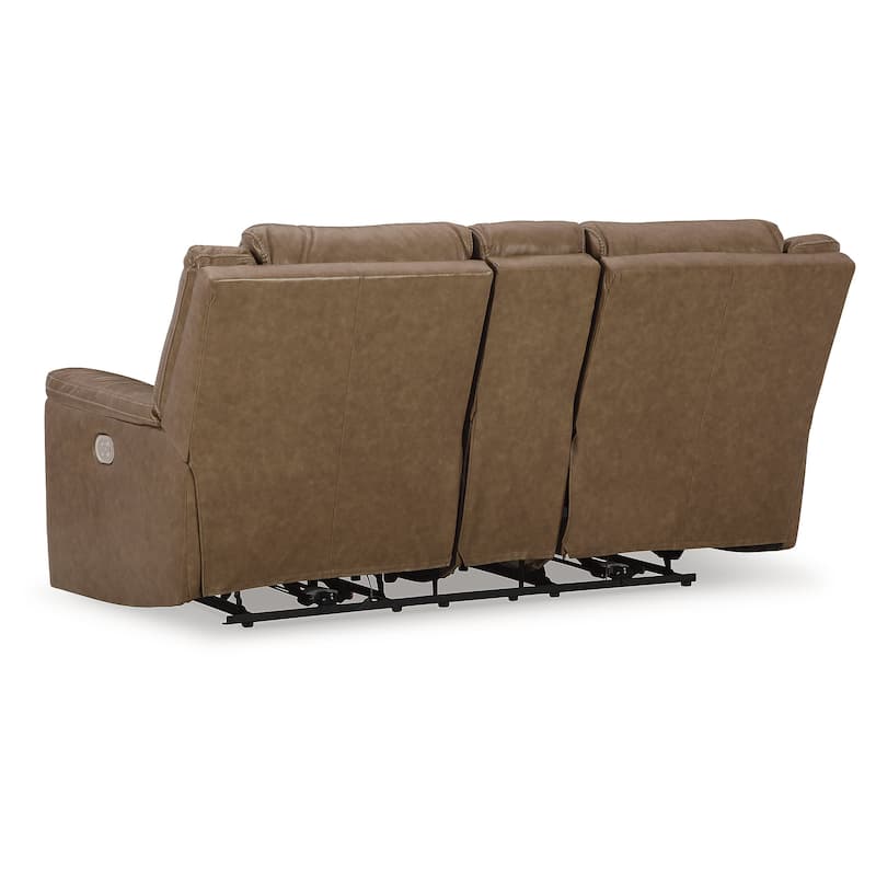 Signature Design by Ashley Trasimeno Caramel Power Reclining Loveseat with Console - 79" W x 40" D x 42" H