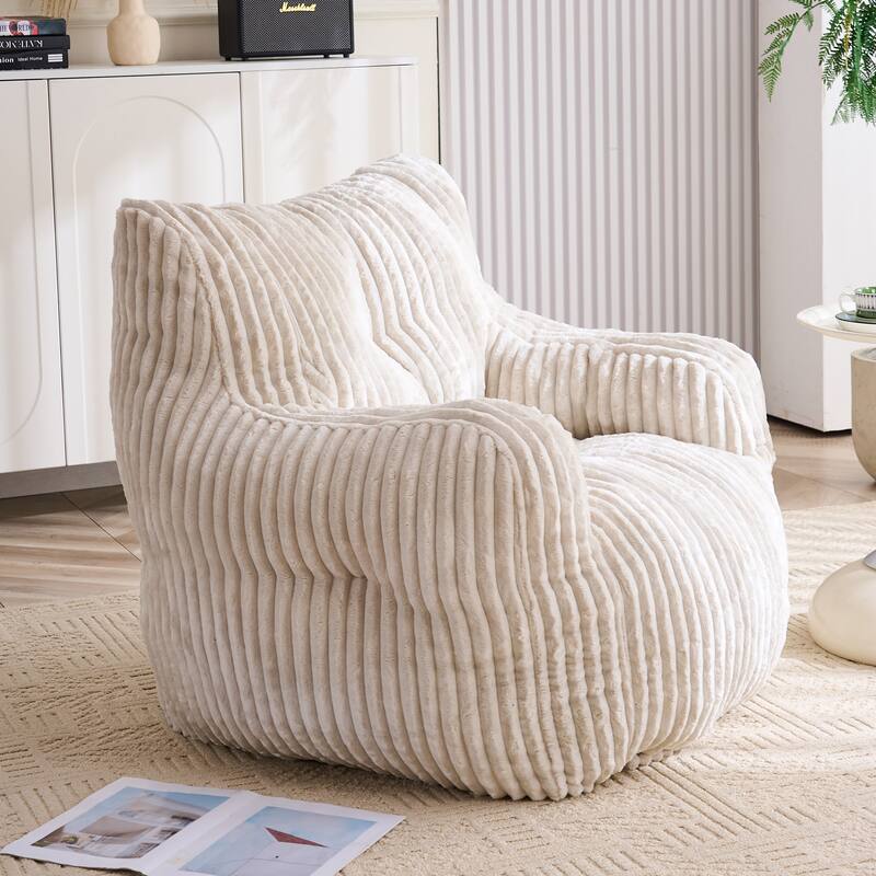 Soft Fluffy Corduroy Fabric Bean Bag Chair Filled With Memory Sponge