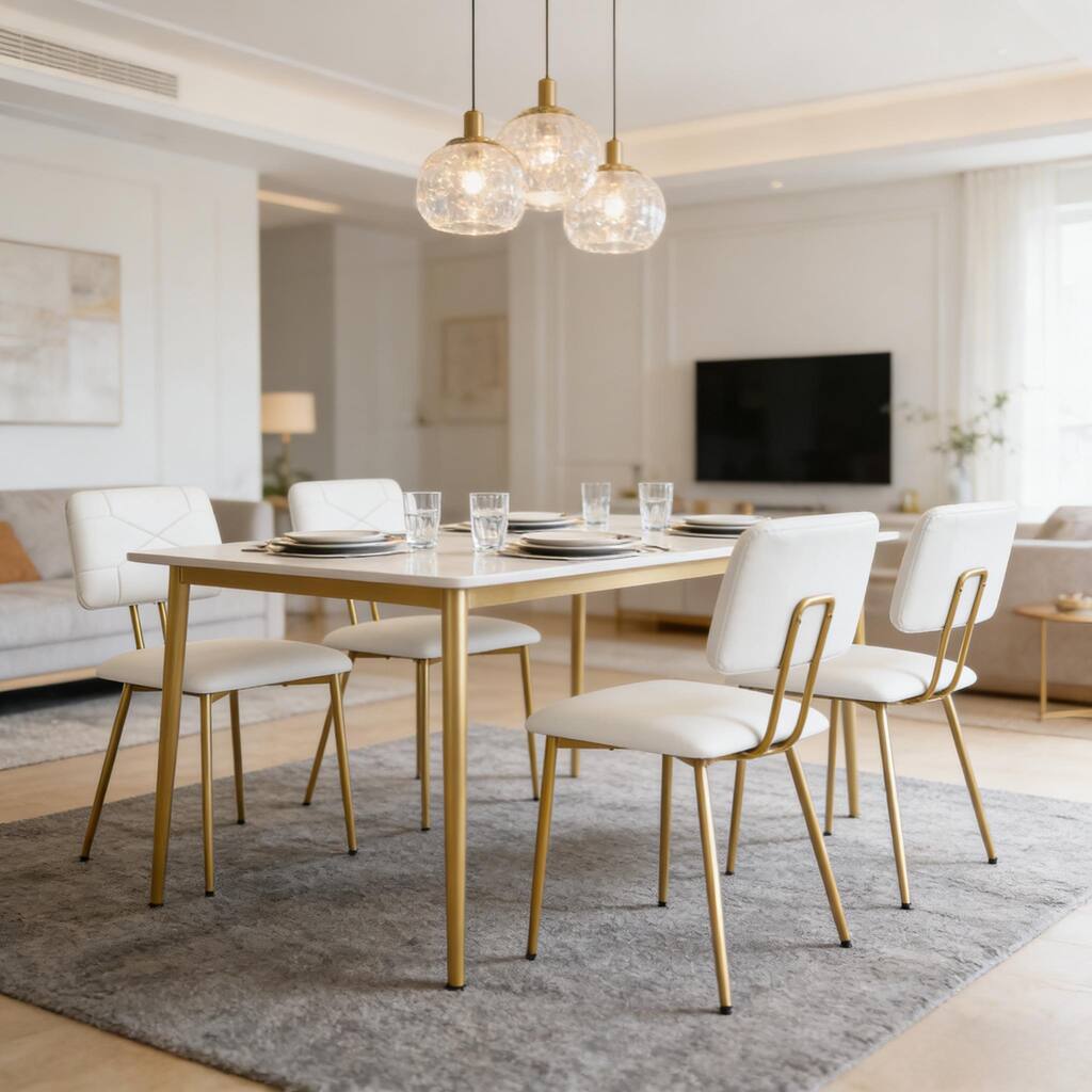 VECELO PU Leather Dining Chairs 2/4-Pack X-Back Side Chairs with Gold/Black Legs for Living room Bedroom Study Kitchen