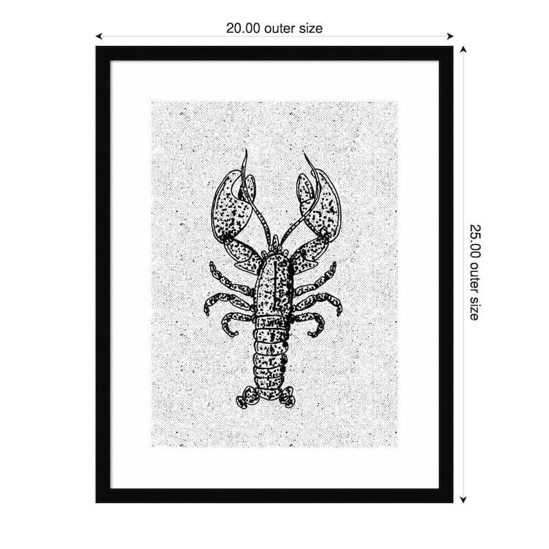 Lobster Ink Print by Nicholas Wood Framed Wall Art Print - Svelte Noir Black