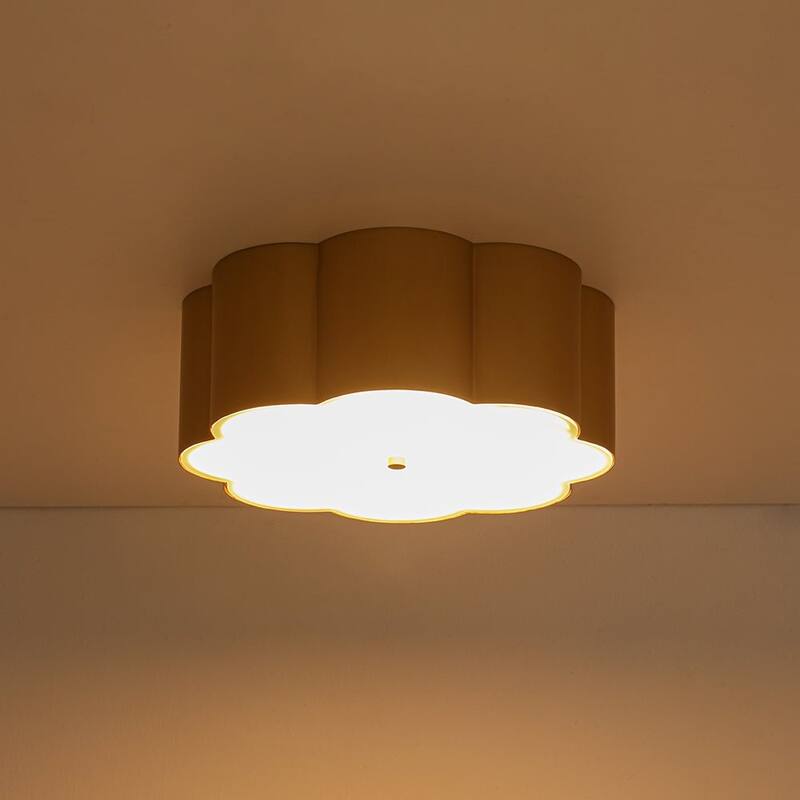 Metallic Luxury Scalloped Flower Drum Dimmable LED Flush Mount - 15.0 in
