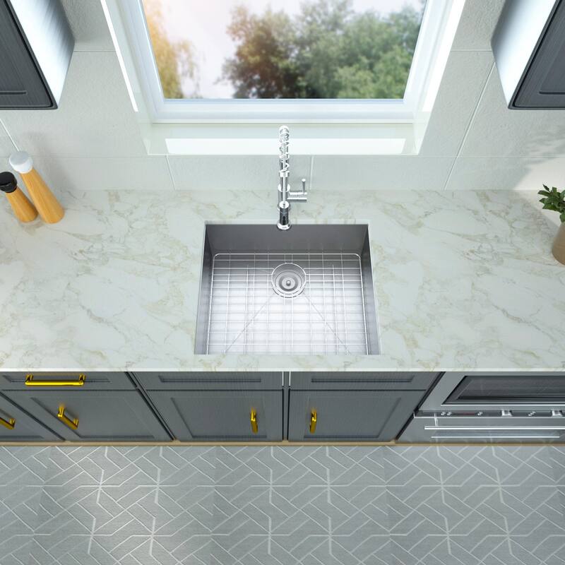 Undermount 16 Gauge Single Bowl Stainless Steel Kitchen Sink in Brushed Nickel - 25'' x 22'' x 9''