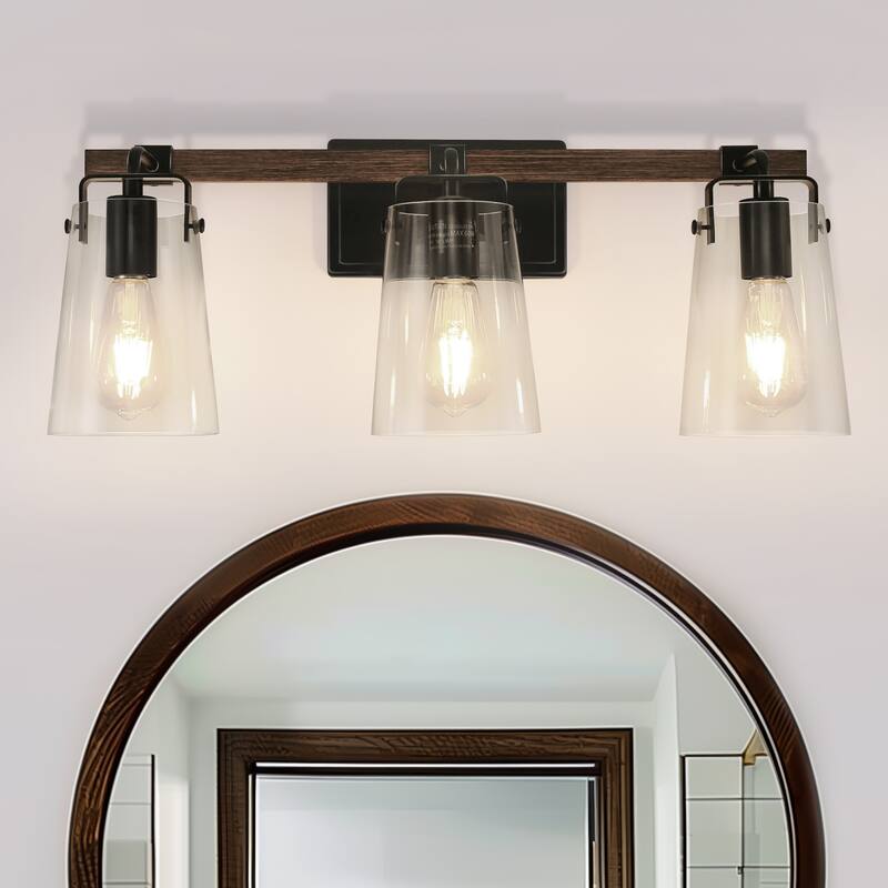 3-Light Brushed Nickel Cylinder Modern Bathroom Vanity Light with Clear Glass Shade,Wall Lamp for Mirror Kitchen Bedroom - 3-Light - Type 7