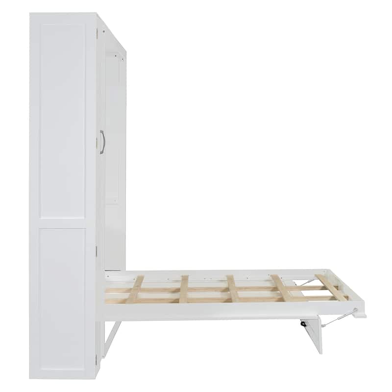 Murphy Bed Wall Bed with Shelves, Wardrobe and LED Lights