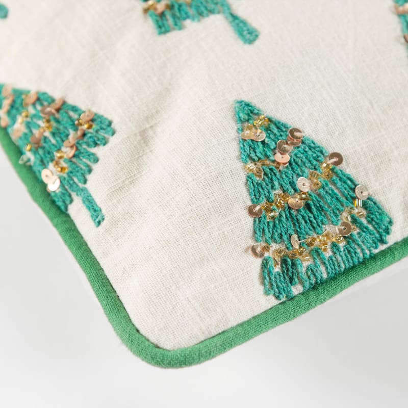 Rizzy Home Whimsical Embroidered Trees Throw Pillow Cover