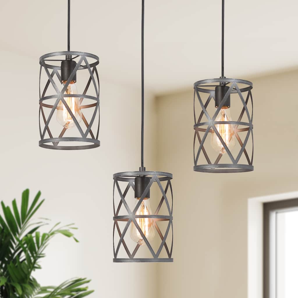 Modern Industrial 1-Light Cage Pendant Lights for Kitchen Island