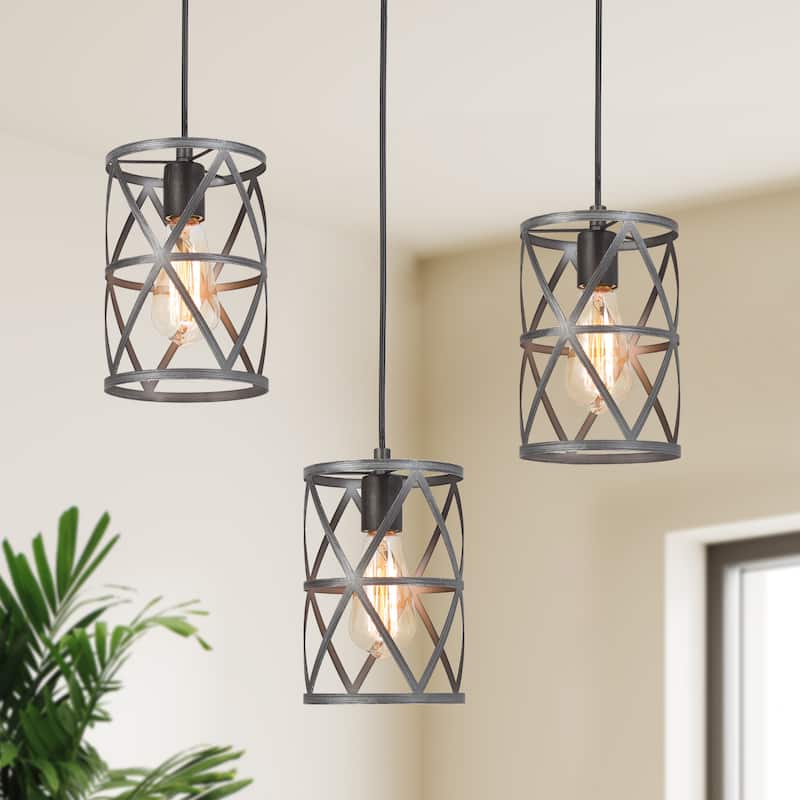 Modern Industrial 1-Light Cage Pendant Lights for Kitchen Island - D 6" x H 8"
