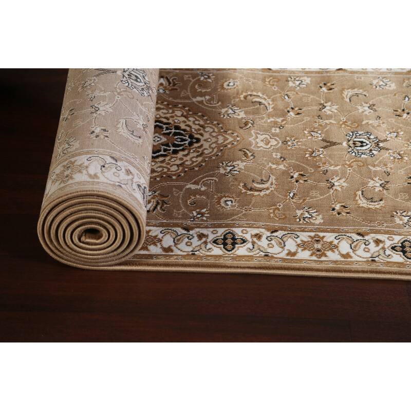 Traditional Brown Floral Oriental Tabriz Area Rug Turkish Carpet