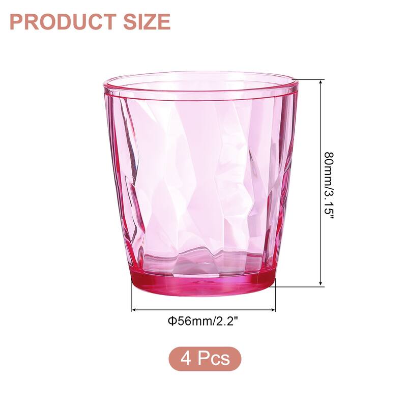 Acrylic Drinking Glasses, 4Pcs Plastic Reusable Tumblers - Pink - 7oz