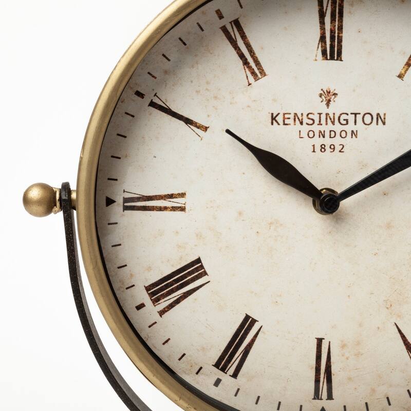 Houston Gold Metal Half Moon Base Table Clock - 4.0L x 12.0W x 13.0H