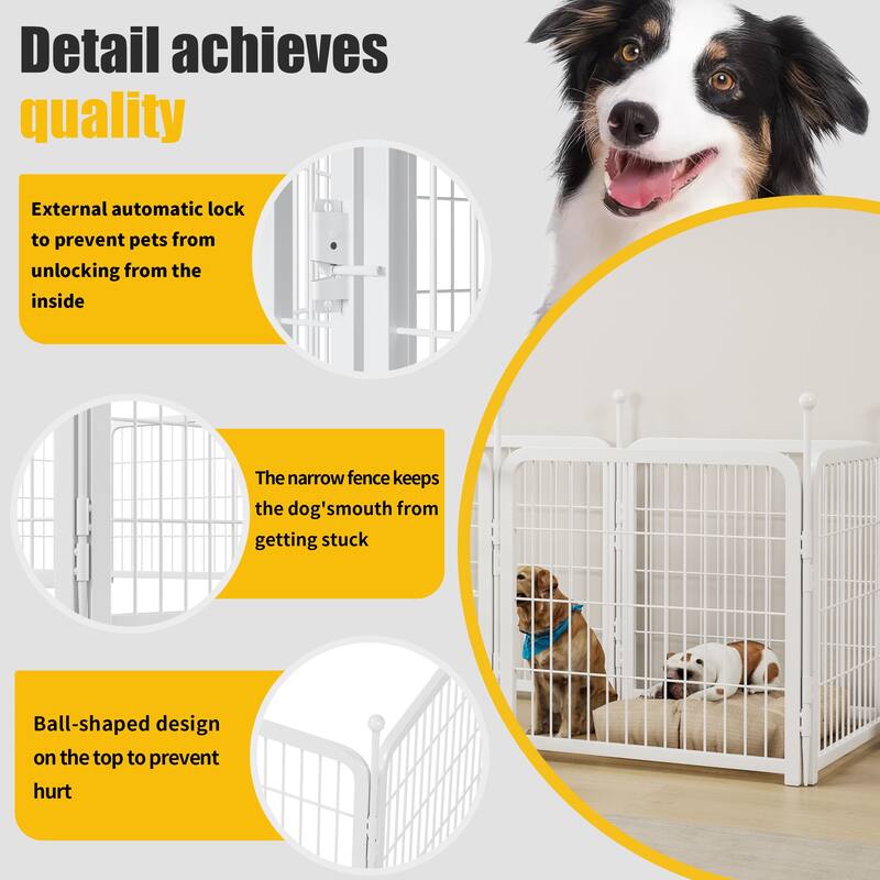 Dog Playpen 8 Panels 24" Height Heavy Duty Dog Fence Puppy Pen for Large Medium Small Dogs Foldable Pet Exercise Pen