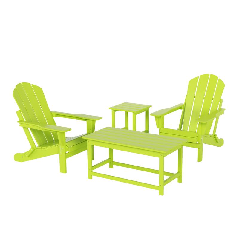 Laguna Hdpe All Weather Outdoor Patio Foldable Adirondack Chairs Conversation Set (4-Piece Set)