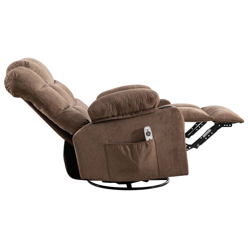 Oversized Massage Swivel Recliner Chair with Lumbar Heating for Living Room Rocker Recliner with Cup Holders and USB Charge Port