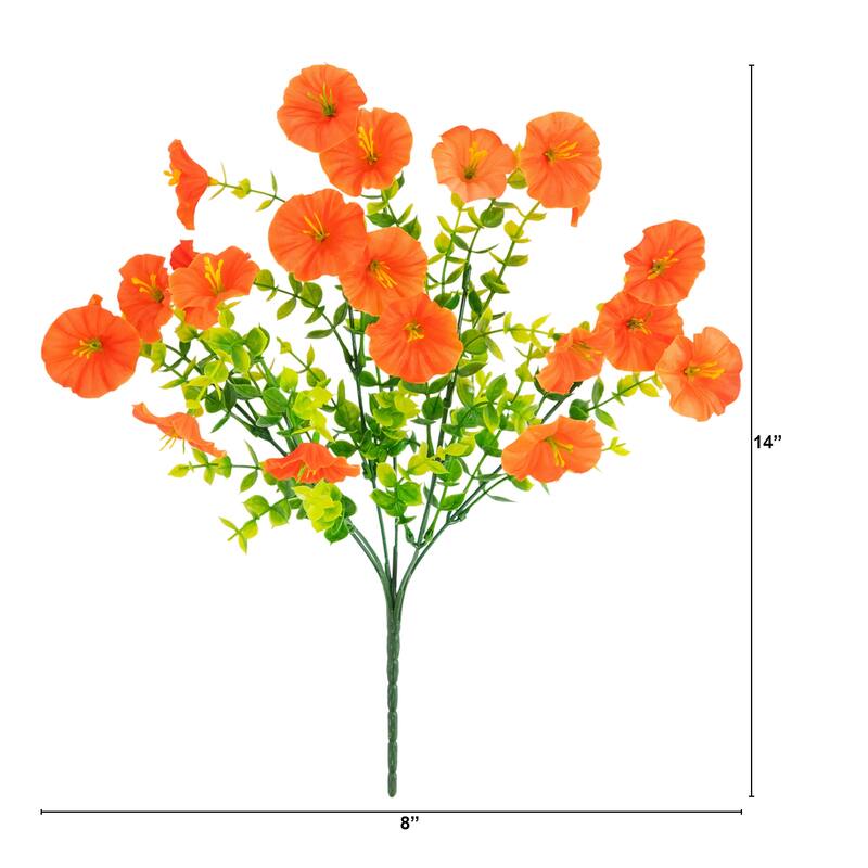 14-in UV Resistant Artificial Morning Glory Bush - Set of 12