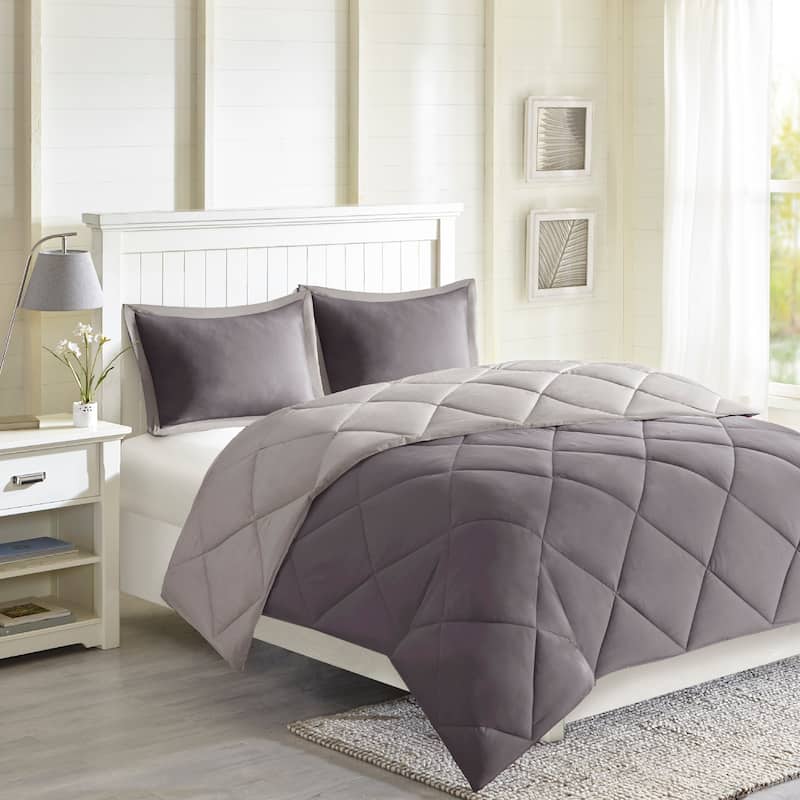 Madison Park Essentials Windsor 3M Scotchgard Diamond Quilting Reversible Down Alternative Comforter Set