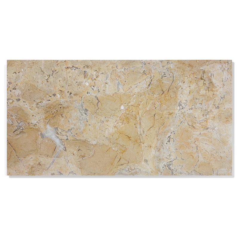 Roomfitters Natural Marble Tile, Honed Finish Stone for Floor and Wall, Genuine Marble, 4-Piece Box, Gold Yellow Beige