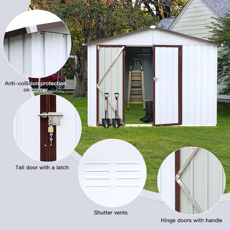 GDFStudio - Nolan Compact 6x8 FT Metal Garden Shed with Hinged Door and Apex Roof