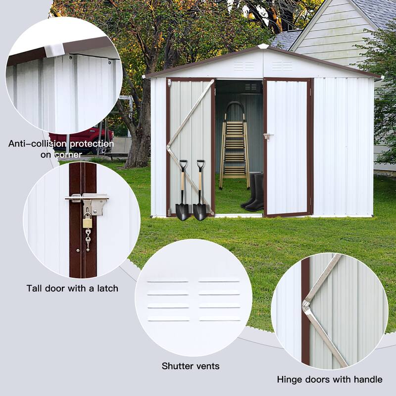 Metal Garden Sheds 6ftx8ft Outdoor Storage Sheds With Two Integrated Punched Vents