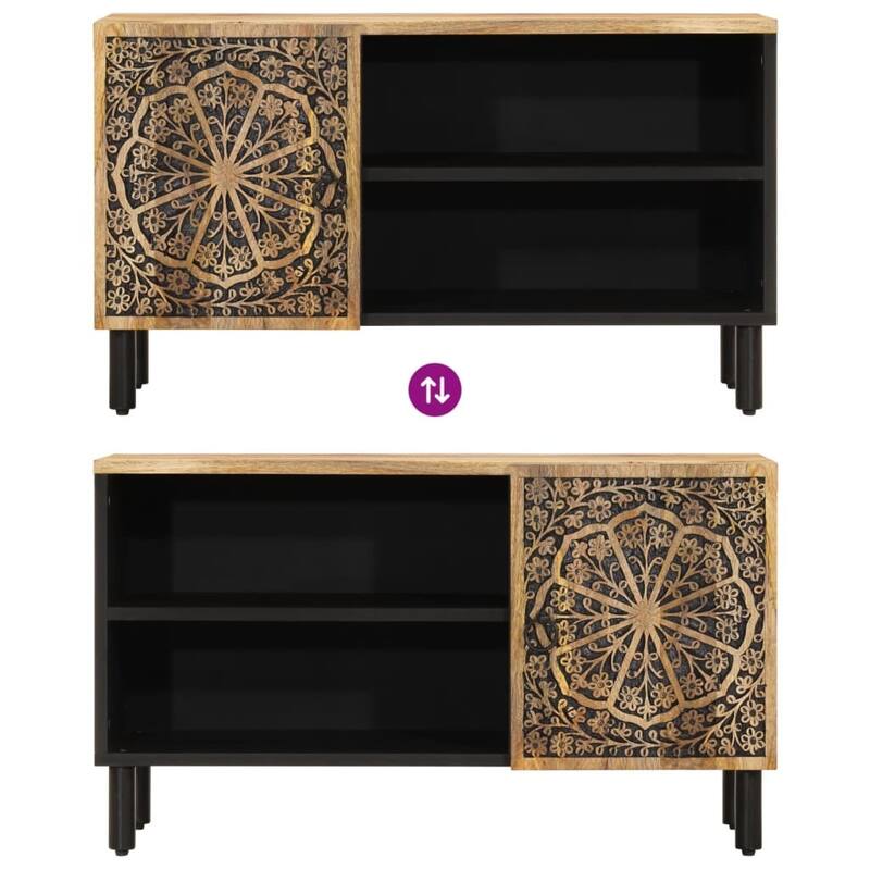 vidaXL TV Cabinet Brown Solid mango wood, iron TV Stand Rectangular - 12.2 x 31.5 x 18.1 in.
