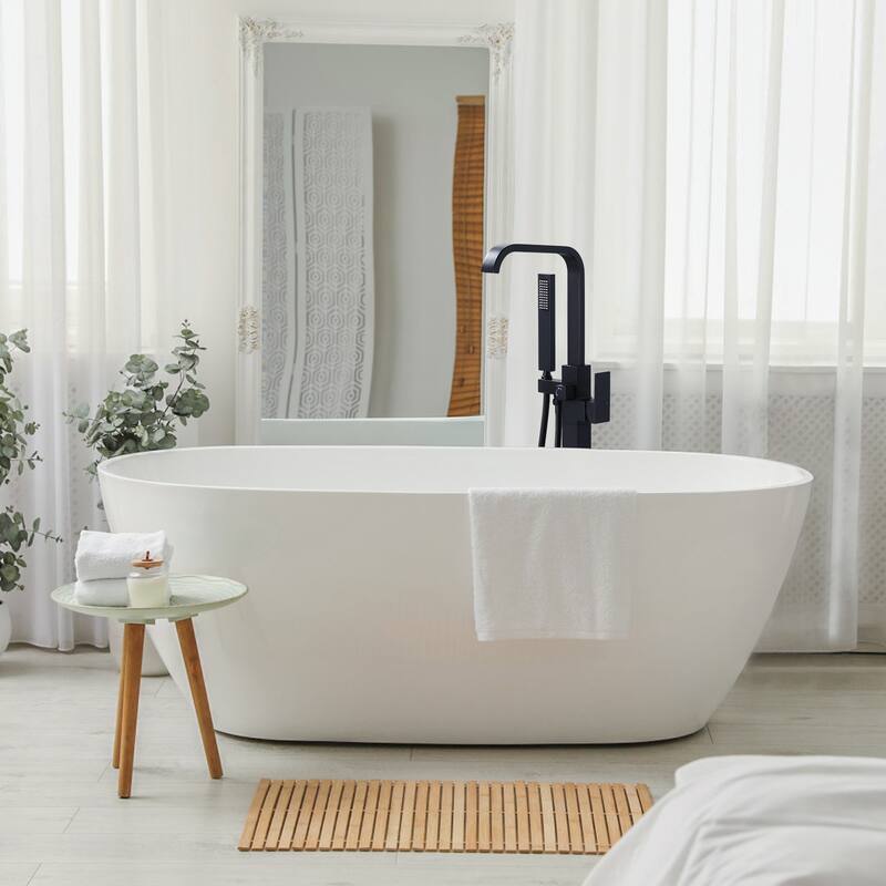 WOWOW Waterfall Single-Handle Freestanding Tub Faucet with Hand Shower