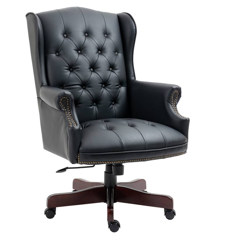 High Back Reclining Office Chair PU Leather Office Chair with Thick Cushioned Seat Back and Casters, for Office, Burgundy