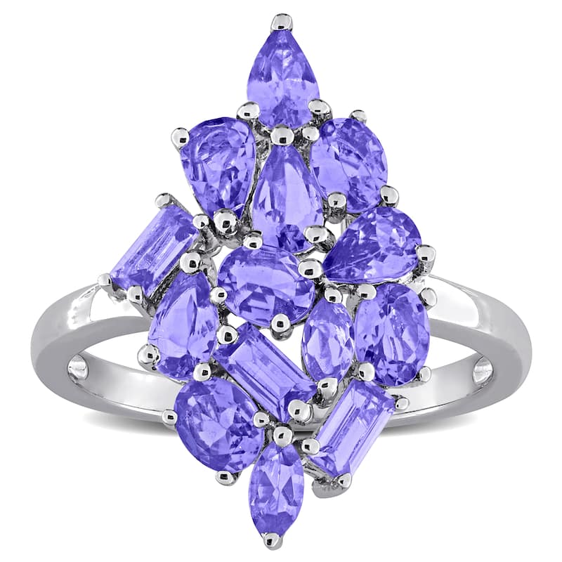 Miadora 2ct TGW Tanzanite Cluster Ring Sterling Silver
